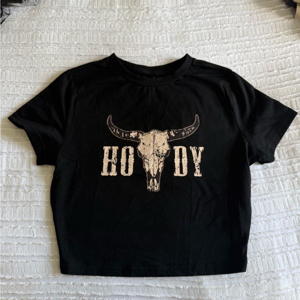 Black & Cream Graphic Tee - Cropped